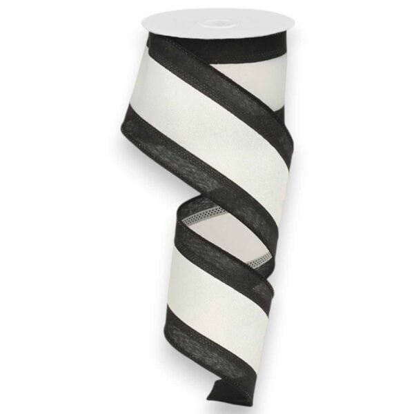 2.5" Black and White Stripe Ribbon - 10 yards