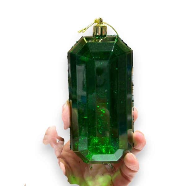 Green Gem Ornaments, Set of 2