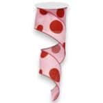 2.5? Pink Red Polka Dot Ribbon – 10 yards