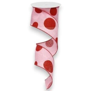 2.5" Pink Red Polka Dot Ribbon - 10 yards