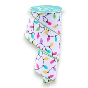 2.5" Pastel Christmas Lights Ribbon - 10 yards