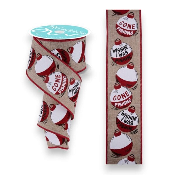 2.5" Natural Fishing Bobber Ribbon - 10 yards