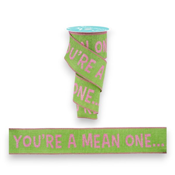 2.5" Pink Green Monster Ribbon - 10 yards
