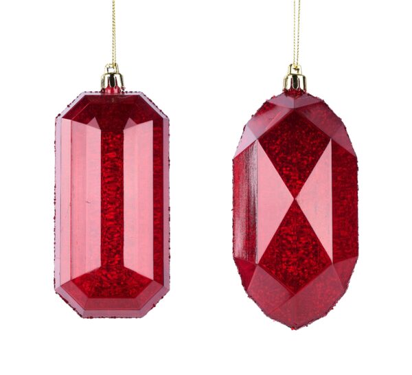 Red Gem Ornaments, Set of 2