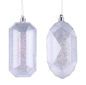 Silver Gem Ornaments, Set of 2