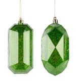 Lime Gem Ornaments, Set of 2