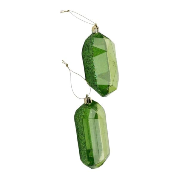 Lime Gem Ornaments, Set of 2