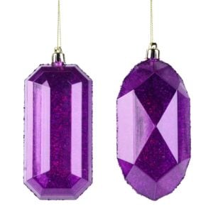 Purple Gem Ornaments, Set of 2