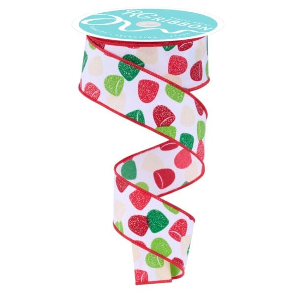 Lime Red Green Gumdrop Ribbon