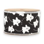 2.5" Black White Ghost Ribbon - 10 yards