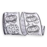 2.5" Black White Pumpkin Ribbon - 10 yards
