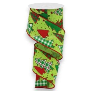 2.5" Lime Christmas Tree Ribbon - 10 yards