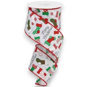 2.5" Christmas Stockings Ribbon - 10 yards