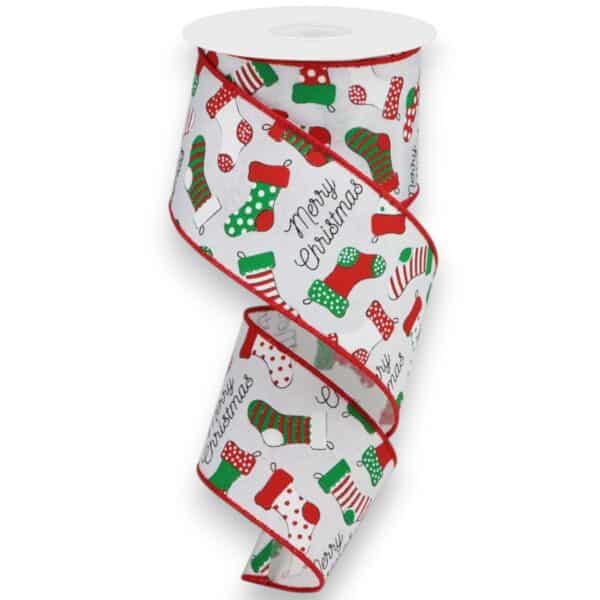 2.5" Christmas Stockings Ribbon - 10 yards