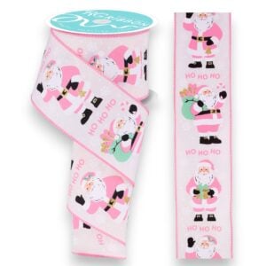 2.5" Pink Santa Claus Ribbon - 10 yards