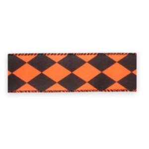 1.5" Orange Black Harlequin Ribbon - 10 yards