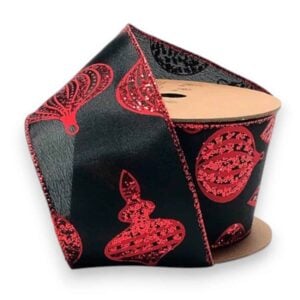 2.5" Red Glitter Ornament Ribbon - 10 yards