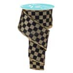 2.5" Gold Black Check Ribbon