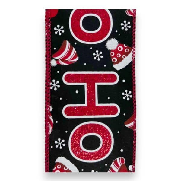 Black Ho Ho Ho Ribbon