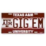 Texas AM Gig Em License Plate