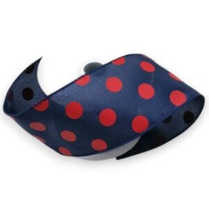 2.5" Navy Red Polka Dot Ribbon