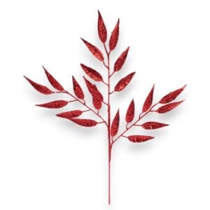 Glitter Red Leaf Spray