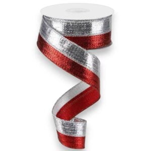 Red Silver Metallic Ribbon