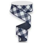 1.5" Navy Diagonal Check Ribbon - 10 yards