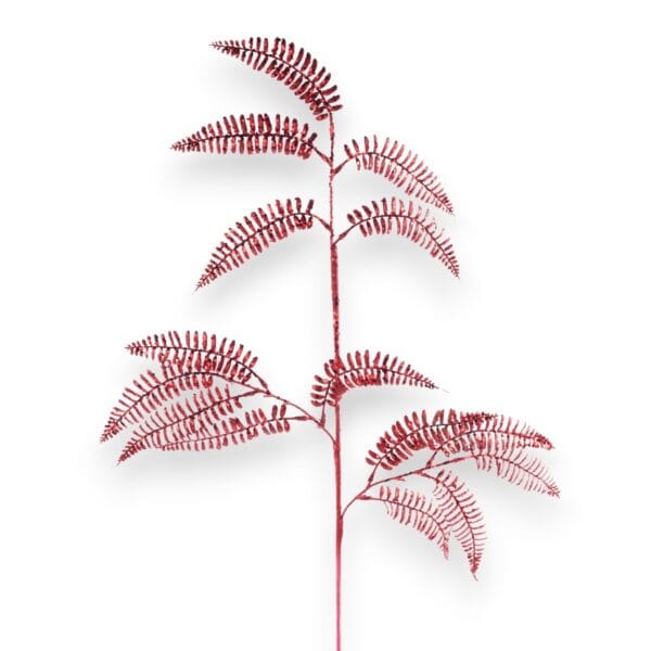 Glitter Red Fern Spray