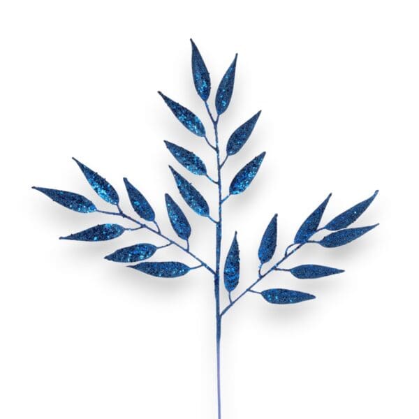 Glitter Blue Leaf Spray