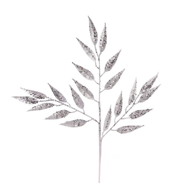 Glitter Silver Leaf Spray