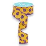 Yellow Purple Paw Print Ribbon