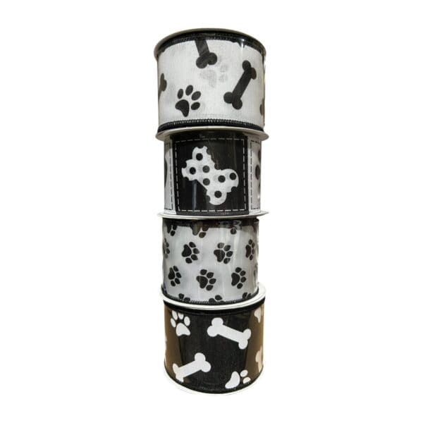Black Paw Print Ribbon Bundle
