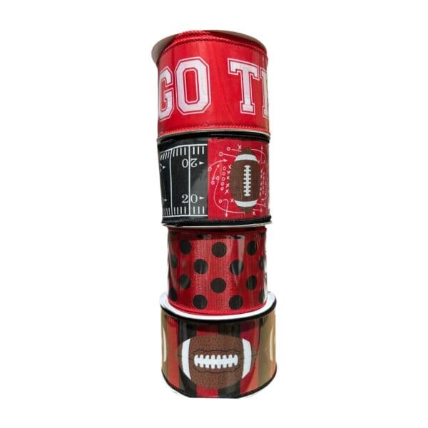 Red Black Football Ribbon Bundle