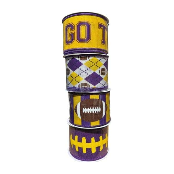 Purple Yellow Football Ribbon Bundle