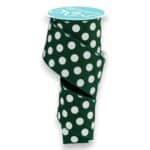 2.5" Green White Polka Dot Ribbon - 10 yards