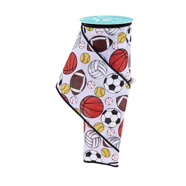 4" Sports Balls Ribbon - 10 yards
