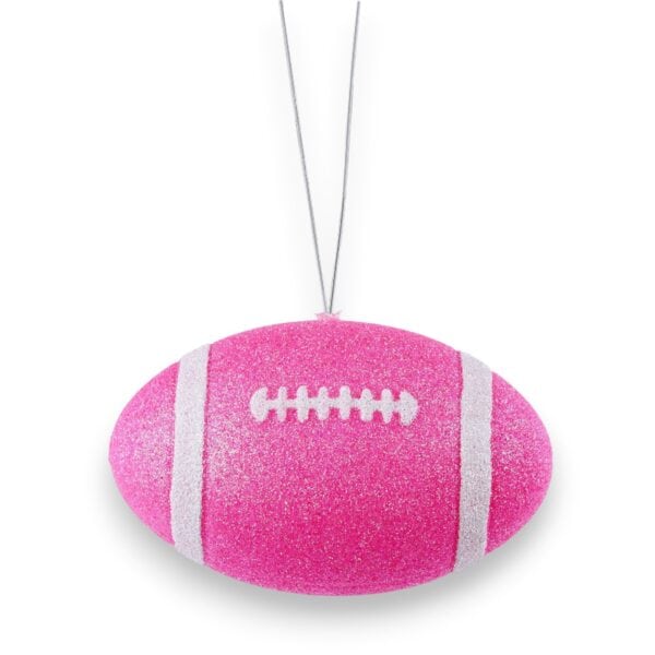 Pink White 3D Football Ornament