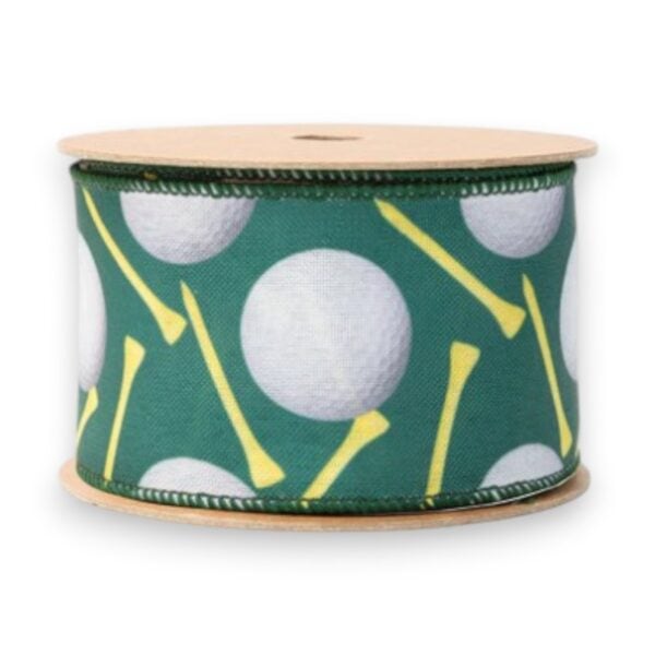 2.5" Golf Balls and Tees Ribbon - 10 yards