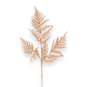 Small Glitter Orange Fern Spray