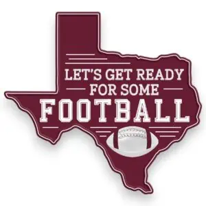 Maroon White Texas Shaped Football Sign
