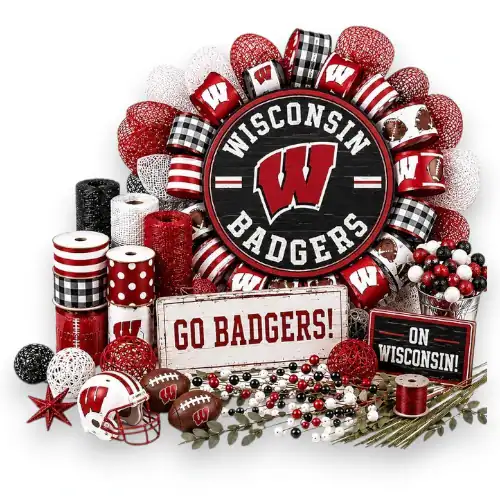 Wisconsin Badgers wreath supplies