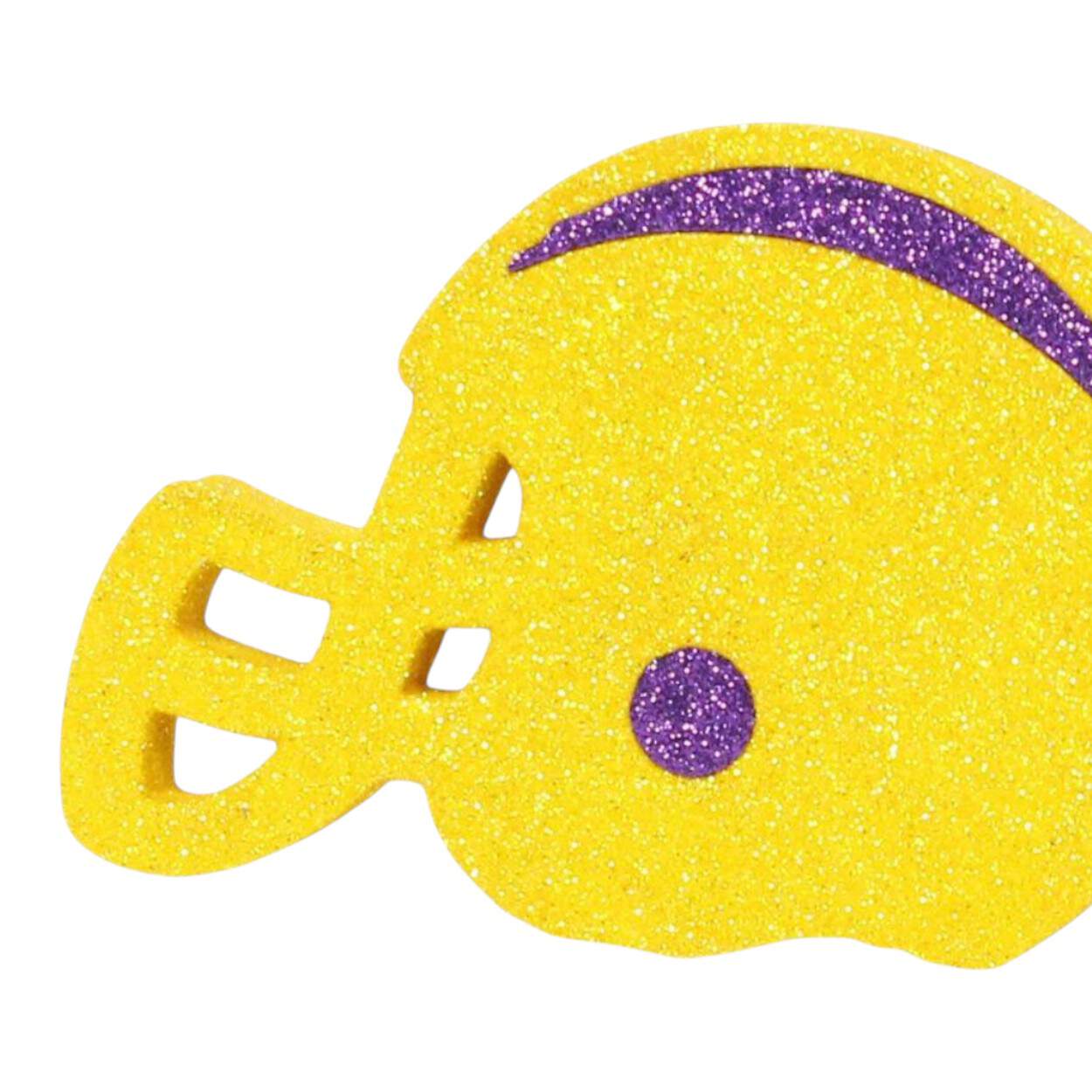 Yellow Purple Flat Football Helmet Ornament