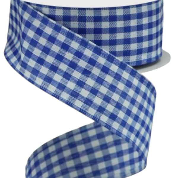 1.5" Blue Gingham Ribbon - 10 yards