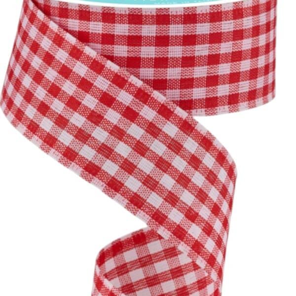 1.5" Red Gingham Ribbon - 10 yards