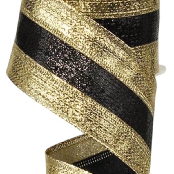 2.5" Gold and Black Stripe Ribbon -
  10 yards