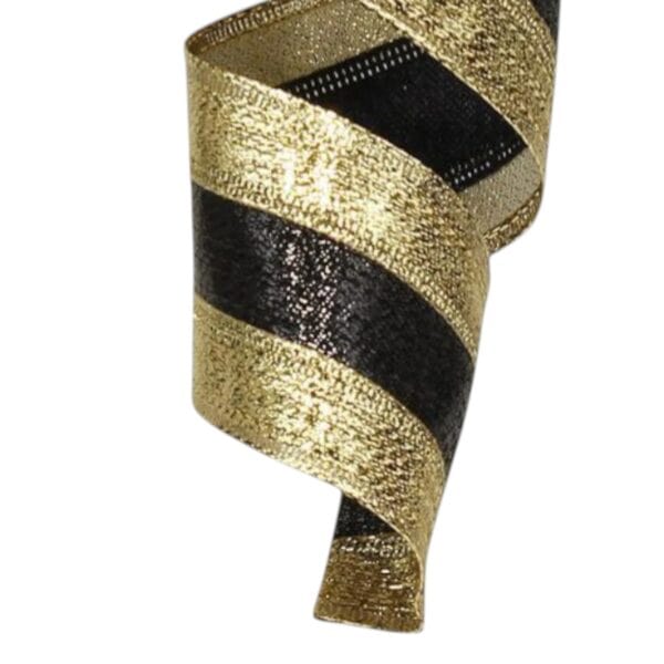2.5" Gold and Black Stripe Ribbon -
  10 yards