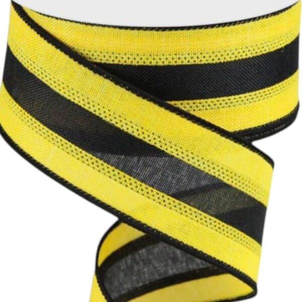 1.5" Yellow Black Stripe Ribbon - 10
  yards
