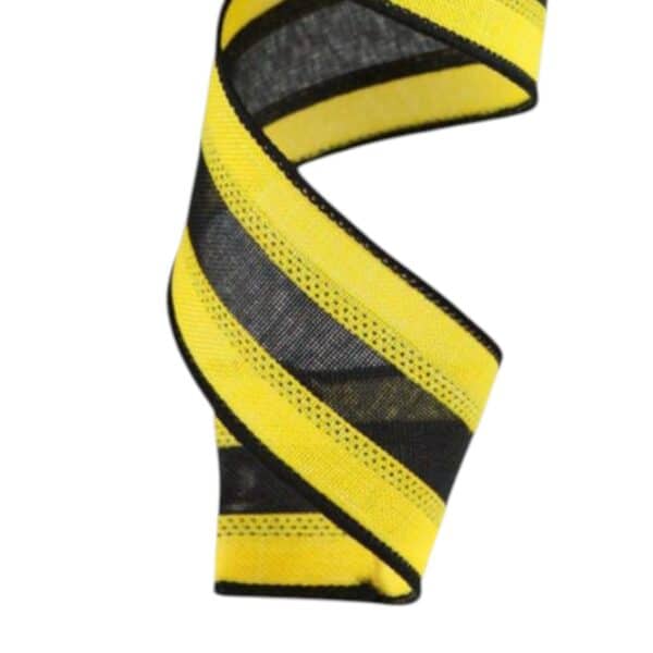 1.5" Yellow Black Stripe Ribbon - 10
  yards