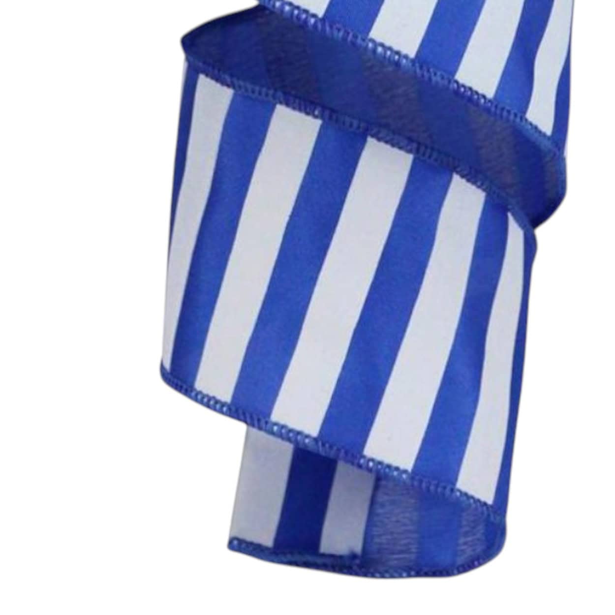 2.5" Blue and White Stripe Ribbon - 10 yards